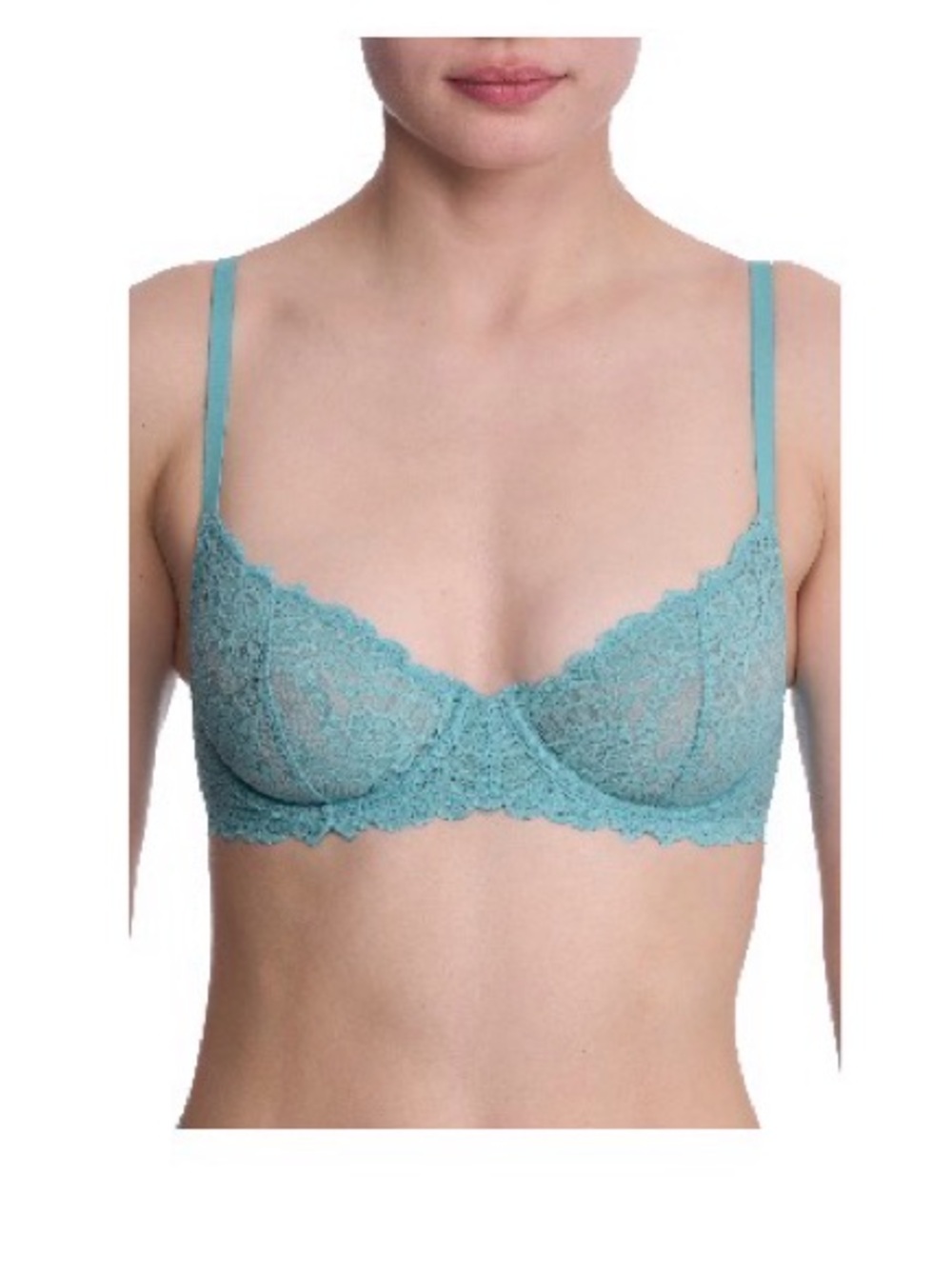Natori Lace Underwire Convertible Balconette Bra in Teal Blue- 36D